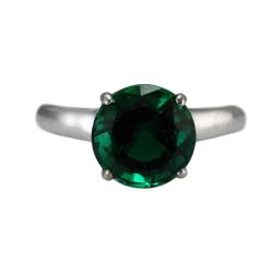 10k White Gold Lab-created Emerald Solitaire Ring