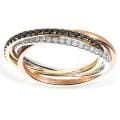 14k Tri-color Gold 1/3ct TDW Diamond Triple Band (H-I, I1-I2)