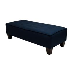 Bryan Midnight Blue Microsuede Tufted Bench