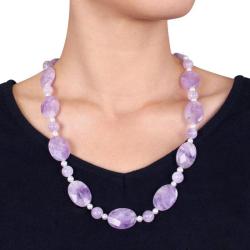 Freshwater Amethyst and White Pearl Fashion Necklace (5-5.5 mm)