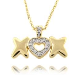 Fusion 14k Gold Overlay Diamond Accent Heart and 'X' Necklace