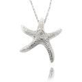 Finesque Silvertone Diamond Accent Starfish Necklace