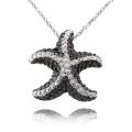 Fusion Black and Silvertone Diamond Accent Starfish Necklace