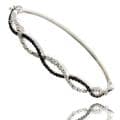 Fusion Black and Silvertone Diamond Accent Infinity Bangle Bracelet