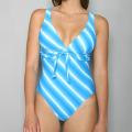 Island World Apparel One Piece Tank Teal Diagonal Swimsuit