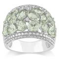 Sterling Silver Green Amethyst and Diamond Accent Ring (G-H, I3)