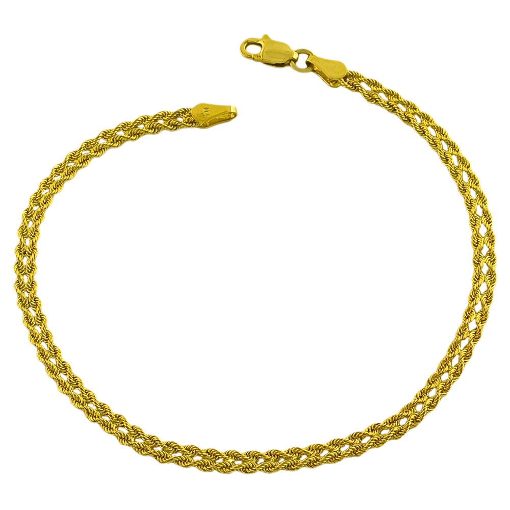 14k Yellow Gold Double Solid Rope Bracelet