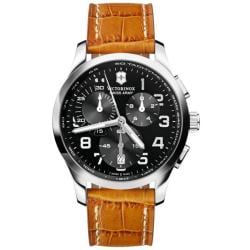 Victorinox Swiss Army Men's 'Alliance' Chrono Black Dial Leather Strap