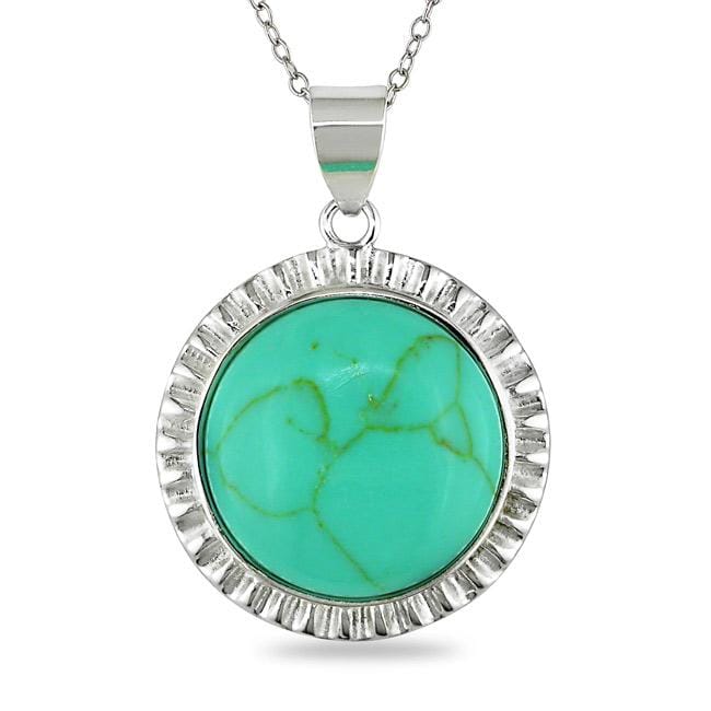 Sterling Silver Round cut Turquoise Necklace