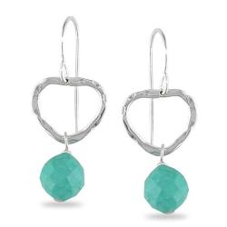 Sterling Silver Round Turquoise Heart Earrings