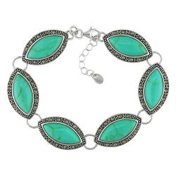 Sterling Silver Marquise Turquoise Bracelet