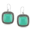 Sterling Silver Cushion-cut Turquoise Cabochon Dangle Earrings