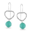 Sterling Silver Round Turquoise Heart Earrings