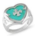 Sterling Silver Heart-cut Turquoise Cross Inlay Ring