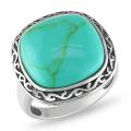 Sterling Silver Cushion-cut Turquoise Cabochon Cocktail Ring
