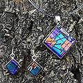 Sterling Silver 'Neon Nights' Dichroic Art Glass Jewelry Set (Mexico)