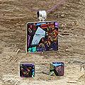 Sterling Silver 'Jigsaw' Dichroic Glass Jewelry Set (Mexico)