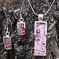 Sterling Silver 'Cherry Crush' Dichroic Art Glass Jewelry Set (Mexico)