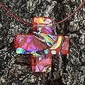 Stainless Steel 'Bright Cross' Dichroic Glass Cross Necklace (Mexico)