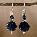Handcrafted Sterling Silver 'Bihar Moon' Lapis Lazuli Earrings (India)