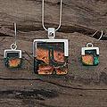Sterling Silver 'Magic Mosaic' Art Glass Jewelry Set (Mexico)