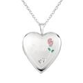 Sterling Silver Rose and 'Mom' Heart Locket Necklace