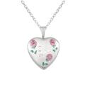 Sterling Silver 'Love' and Rose Heart-shaped Locket Necklace