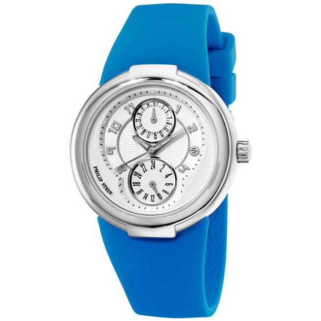 Philip Stein Womens Active Blue Rubber Strap Watch