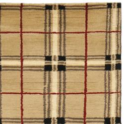 Hand-knotted Lexington Plaid Beige Wool Rug (2'3 x 10')