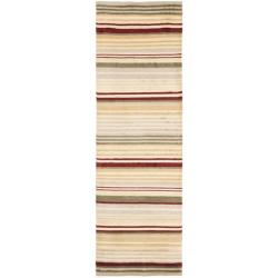 Hand-knotted Lexington Stripes Beige/ Rust Wool Rug (2'3 x 10')