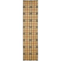 Hand-knotted Lexington Plaid Beige Wool Rug (2'3 x 10')
