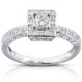 14k White Gold 1/2ct TDW Diamond Halo Engagement Ring