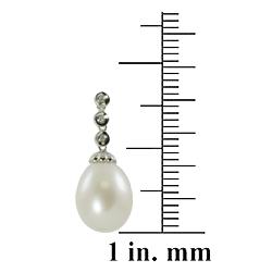 Pearls For You Silver Freshwater Pearl and Diamond Earrings (8.5-9 mm)(H-I, I-3)