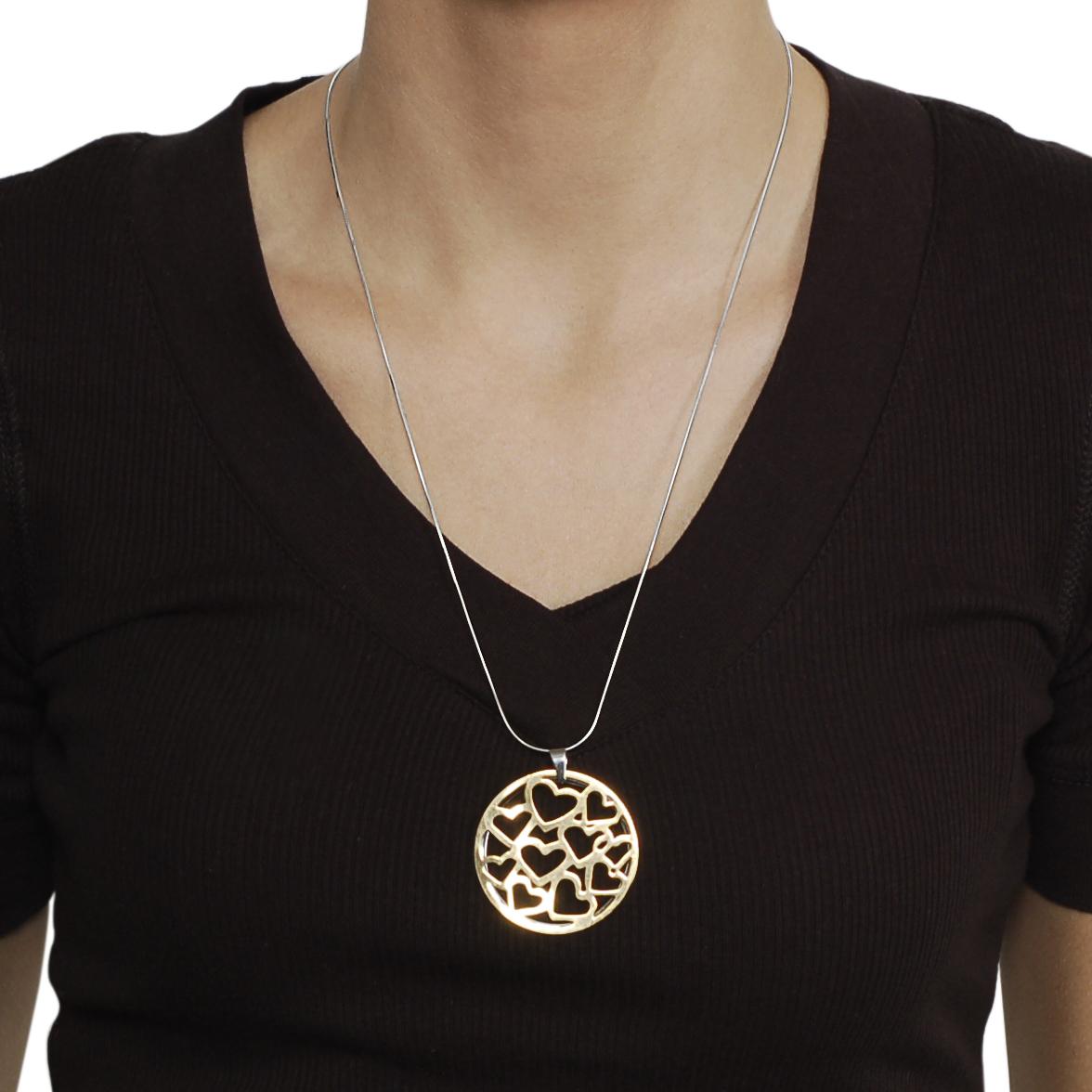 Silvertone and Goldtone Heart Necklace