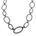 Stainless Steel Flat Polished Oval Link Necklace