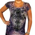 American Age Women's Mixed Print Rhinestone Top