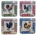 Certified International Lille Rooster Assorted 8.5-inch Square Salad/ Dessert Plates (Set of 4)