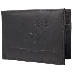 Boston Traveler Men's Genuine Leather Whitetail Embossed Bi-fold Wallet