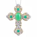 Michael Valitutti Two-tone Green Jade and White Sapphire Cross Necklace