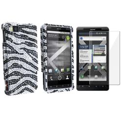 Zebra Rhinestone Case/ Screen Protector for Motorola Droid X2