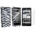 Zebra Rhinestone Case/ Screen Protector for Motorola Droid X2