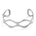 Stainless Steel Polished Cutout Wavy Cuff Bracelet