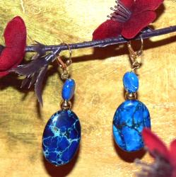 Susen Foster Goldplated Deep Blue Dawn Variscite Earrings