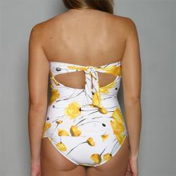 Jantzen Women's Yellow Tulip-print Halter Maillot Tankini Swimsuit