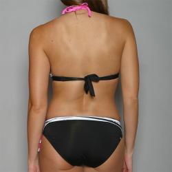 Jag Women's Pink/Black Striped Triangle Bikini Swimsuit
