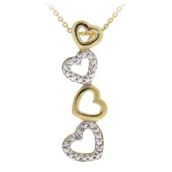 18k Gold over Sterling Silver Diamond Accent Dangling Heart Necklace
