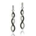 Sterling Silver Black Diamond Accent Infinity Dangle Earrings