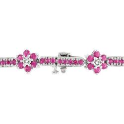 14k White Gold Pink Sapphire and 3/4ct TDW Diamond Bracelet (G-H, SI1-SI2)