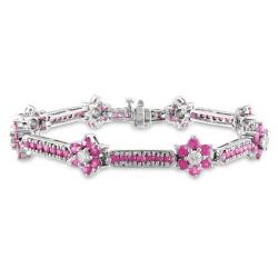 14k White Gold Pink Sapphire and 3/4ct TDW Diamond Bracelet (G-H, SI1-SI2)