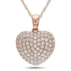 14k Pink Gold 1/2ct TDW Diamond Heart Necklace (G-H, SI1-SI2)